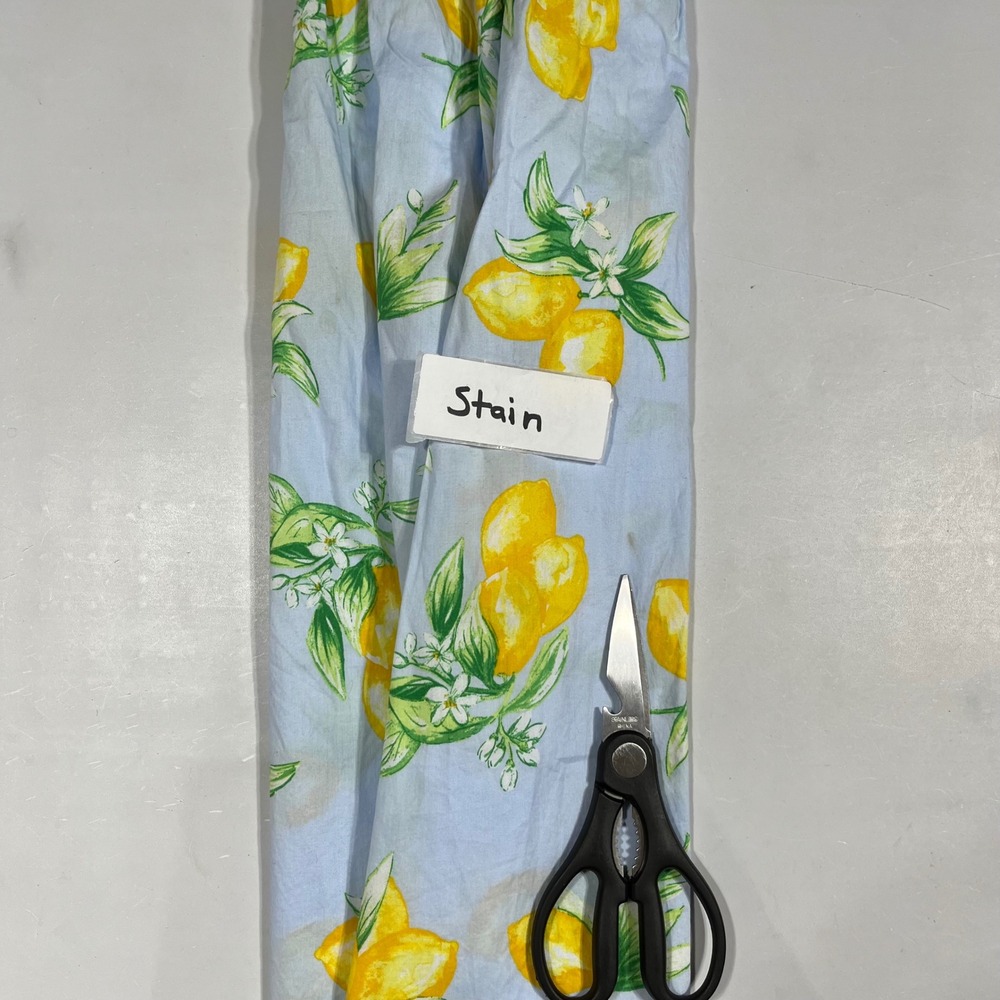 Gap Euro Summer Lemon Print Basque Waist Cotton Midi Dress Smocked Boho Medium - Picture 8 of 11